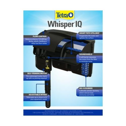 Tetra Whisper IQ Power Filter for Aquariums up to 60 Gallons, 300 GPH, with Stay Clean Technology