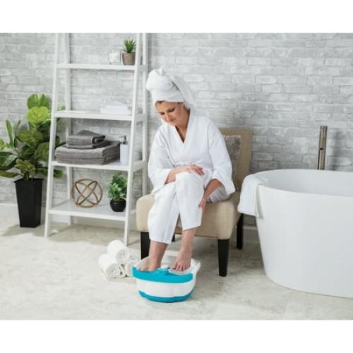 Homedics Bubble Mate Heated Foot Spa Bubble Foot Massager with Raised Massage nodes and Removable Pumice Stone