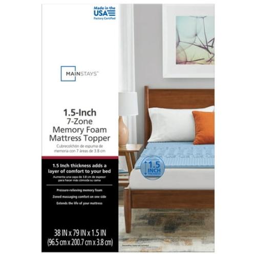 Mainstays 1.5” 7-Zone Memory Foam Mattress Topper, Twin/Twin-XL