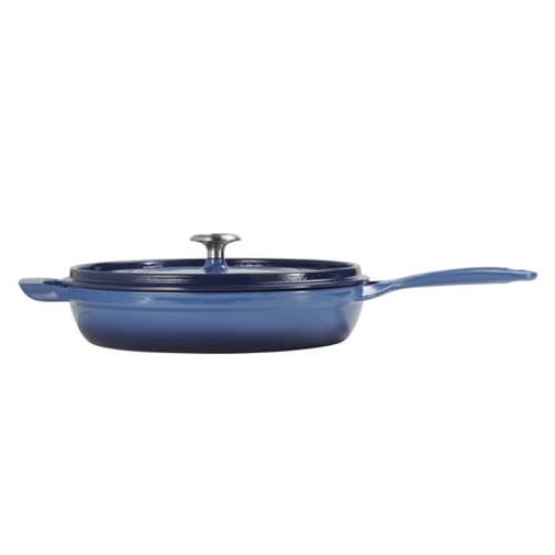 Tramontina 12 Enameled Cast Iron Skillet with Lid, Blue