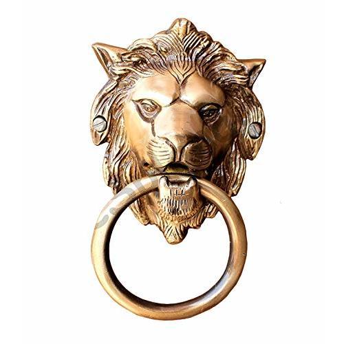 eSplanade - 6.75 Inches Brass Lion Face Door Knocker - Door Decor | Home Decor