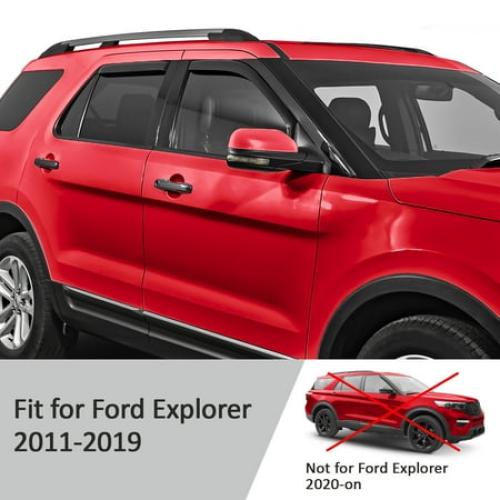 Voron Glass In-Channel Extra Durable Rain Guards for Ford Explorer 2011-2019, Window Deflectors, Vent Window Visors, 4 Pieces - 220116