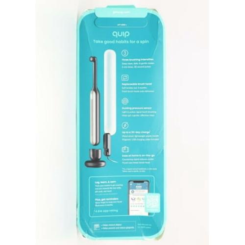 Color Black and silver quip Rev Oscillating Rechargeable Electric Toothbrush   Travel Case - Black/Silver