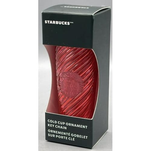 Starbucks Ornament Ornament Keychain Christmas 2024 Cold Cup Red Swirl