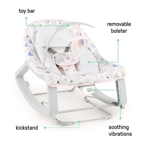 Ingenuity Keep Cozy 3-in-1 Baby Bouncer Seat & Infant to Toddler Rocker - Burst (Pink)