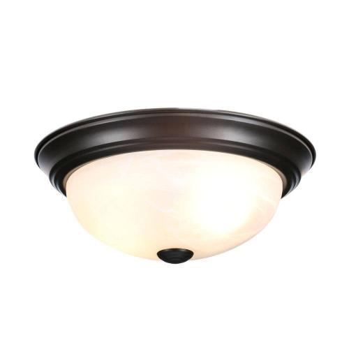 Size 14 in. Medium 2-Light Oil Rubbed Bronze Ceiling Light Flush Mount