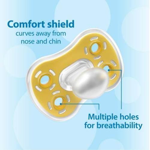 Dr. Brown's Advantage Lightweight One-Piece Silicone Baby Pacifier, Fully Symmetrical Soother, Neutral, 6-18m, BPA Free, 3 Pack