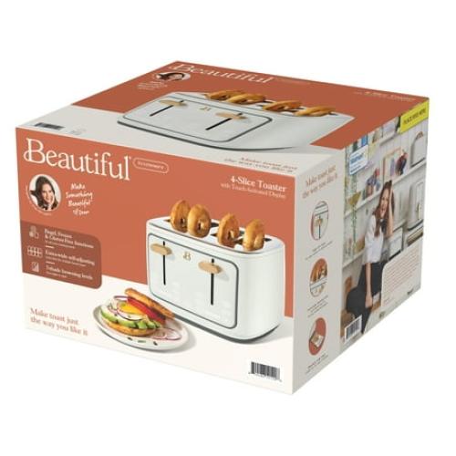 Beautiful 4-Slice Toaster with Touch-Activated Display, White Icing by Drew Barrymore
