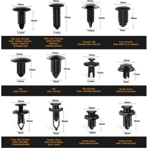 240PCS Bumper Retainer Clips Car Plastic Rivets Fasteners Push Retainer Kit Most