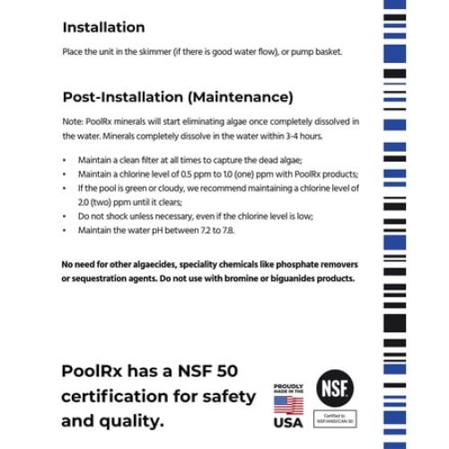 Pool Rx  Black/White 6-Month Swimming Pool Mineral Algicide, 1 Tablet Treats 20k-30k Gallons of water