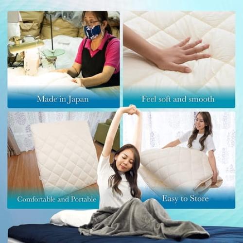 FULI Japanese Futon Floor Mattress, Foldable & Portable Shiki Futon Shikibuton (White, Twin)