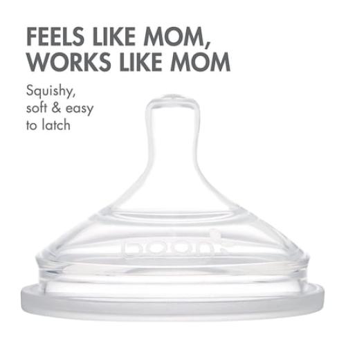 Boon NURSH Reusable Silicone Pouch Baby Bottles – Stage 2 Medium Flow – 8oz – Marble (3pk)