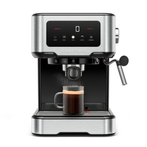 Chefman CraftBrew Espresso Machine w/ Steam Wand and Touch Controls – Stainless Steel, New
