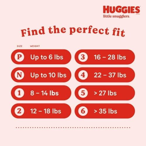 Huggies Newborn Diapers, Little Snugglers Newborn Diapers, Size Newborn (up to 10 lbs), 144 Count
