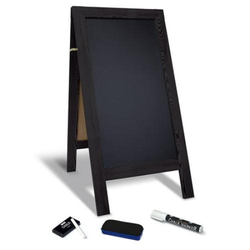 Magnetic A-Frame Chalkboard Sign, Extra Large 20 x 40, Standing Chalkboard Easel, with Chalk Marker   Chalk & Eraser, Sandwich Board Outdoor Sidewalk Sign, by Better Office Products (Black)