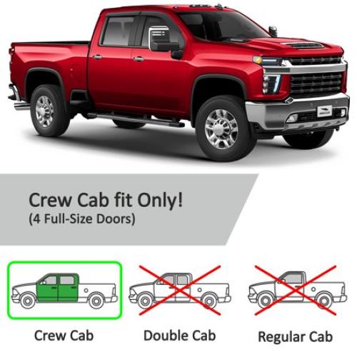 Voron Glass Tape-on Extra Durable Rain Guards for Trucks Chevrolet (Chevy) Silverado/GMC Sierra 2500HD, 3500HD 2020-2026 Crew Cab, Window Deflectors, Vent Window Visors, 4 Pieces - 120086v2