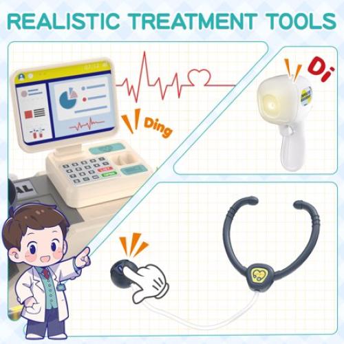 JoyStone Toy Doctor Kit, Interactive Pretend Play Medical Set with Lights & Sounds, Educational Toy for Boys & Girls, Ages 3-5