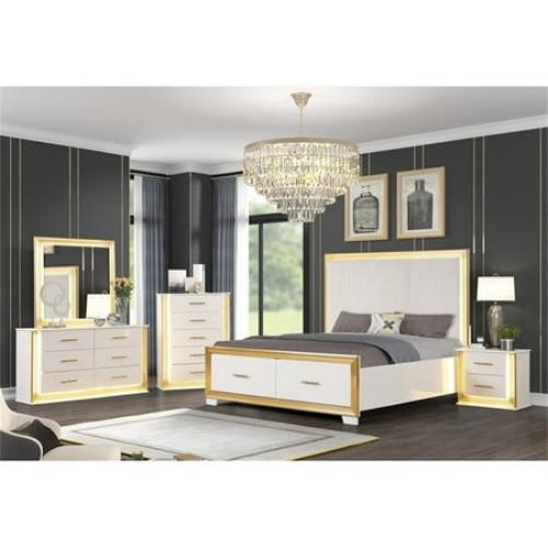 Obsession Contemporary Style 2-Drawer Nightstand Made with Wood in Gold Finish