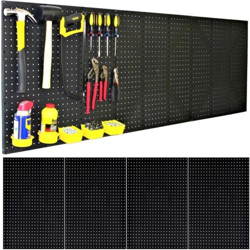 Made in USA Pegboard Wall Organizer 4 ea 24x16 Plastic Peg Board Panels - 96” Wide - Kit P-212 B Garage Organization for Workbench Tool Storage Shop Crafts Office - Tuff Peg-Board