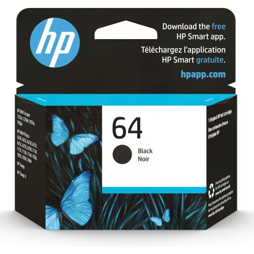 4 pk HP 64 Black Ink Cartridge | Works with HP ENVY Inspire 7950e; ENVY Photo 6200, 7100, 7800; Tango Series | Eligible for Instant Ink | N9J90AN