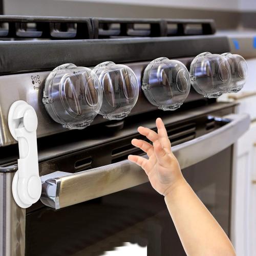 Mom's Choice Gold Awards Winner - Stove Knob Covers for Child Safety (5   1 Pack) Double-Key Design and Upgraded Universal Size Gas Knob Covers Clear View Childproof Oven Knob Covers for Kids and Pets