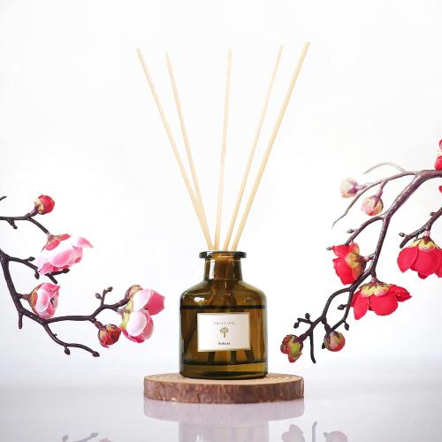 PRISTINE Sakura Reed Diffuser for Home | Cherry Blossom Flower Sakura Oil Diffuser & Reed Diffuser Sticks with Essential Oil Reed Diffuser Set | Home & Office | Perfect Blend for Calming & Restoring