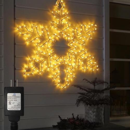 DBFAIRY 27 Christmas Big Snowflake Hanging Lights Outdoor Christmas Snowflake Lights Plug in Window Snowflake Sculpture Lights with Long 16.8ft Leading Cable for New Year Wall Window Porch Decor