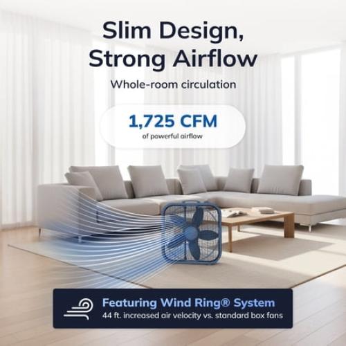 Lasko Cool Colors 20 3-Speed Energy Efficient Box Fan, Laguna Blue, B20312