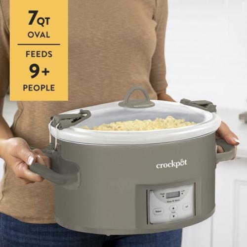 Crock-Pot 7-Quart Cook and Carry Programmable Slow Cooker, Grey