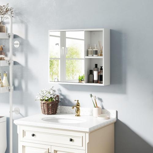 Hivvago bathroom medicine cabinet with single mirror door - White