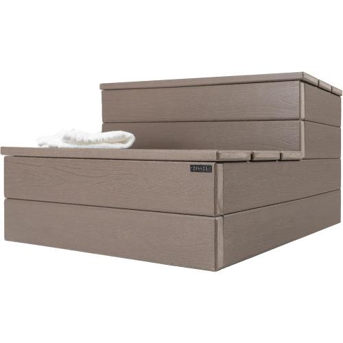 DENKOE Hot Tub Steps - Wood Looking Plastic Steps - 100% Waterproof Spa Steps - Brown Non Slip Heavy Duty Outdoor Steps Multi Use as Porch Steps Hot Tub Stairs or Outdoor Stairs Fits Any Spa Size