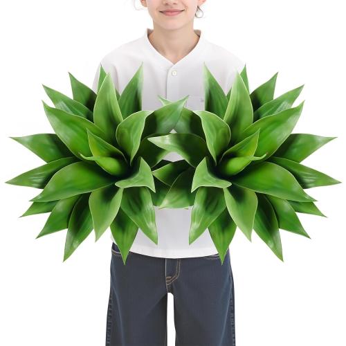 Velener Artificial Agave Plant Set,22 Inch, Faux Aesthetic Plants for Home Decor, Realistic UV Resistant Fake Agave Plants Without Pot, Set of 2