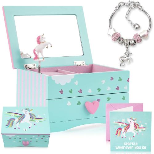Amitie Lane Unicorn Musical Jewelry Box for Kids, Charm Bracelet, Girls Ages 6 , Fuchsia Pink - Walmart Business Supplies