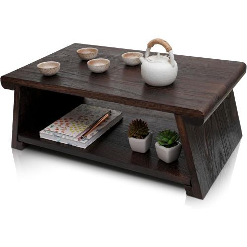 ENSO SENSORY Uji Meditation Table - Premium Japanese Altar Table & Shrine Stand - Tatami Chabudai Puja Folding Table - Low Tea Table for Sitting on The Floor -Sleek Finish Lightweight Paulownia Wood