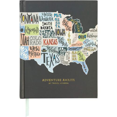 C.R. Gibson Adventures Awaits Travel Journal and Guided Planner 6.5'' W x 8'' L 200 Pages