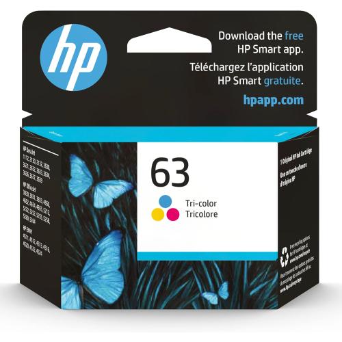 HP 63 Tri-color Ink Cartridge | Works with HP DeskJet 1112, 2130, 3630 Series; HP ENVY 4510, 4520 Series; HP OfficeJet 3830, 4650, 5200 Series | Eligible for Instant Ink | F6U61AN (4 pack)