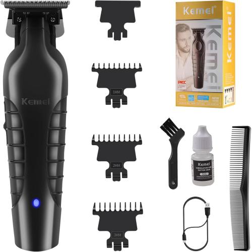 KEMEI 2299 Professional Hair/Beard Trimmer for Men Zero Gapped Hair Clippers for Barber with T Blade, Cordless Rechargeable