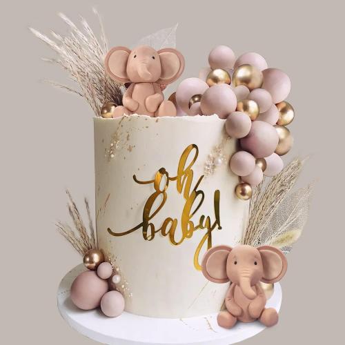 35 PCS Baby Elephant Cake Decoration Boho Cake Topper Decorations Cute Mini Balls Cake Topper Elephant Theme Birthday Baby Shower Cake Decoration