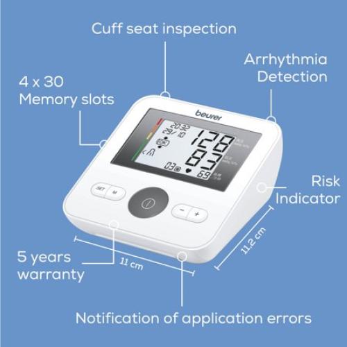 BM27 Upper Arm Blood Pressure Monitor, 120 Memory Sets, Irregular Heart Rate Detection, Apple Health Compatible