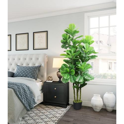 Adcock Artificial Fiddle Leaf Fig Plant in Basket, Faux Green Plant, Fake Tree for Home Décor 49