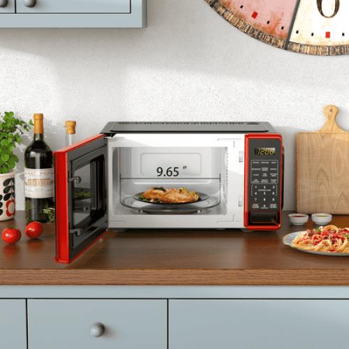 Mainstays 0.7 Cu ft Countertop Microwave Oven, 700 Watts, Red, New