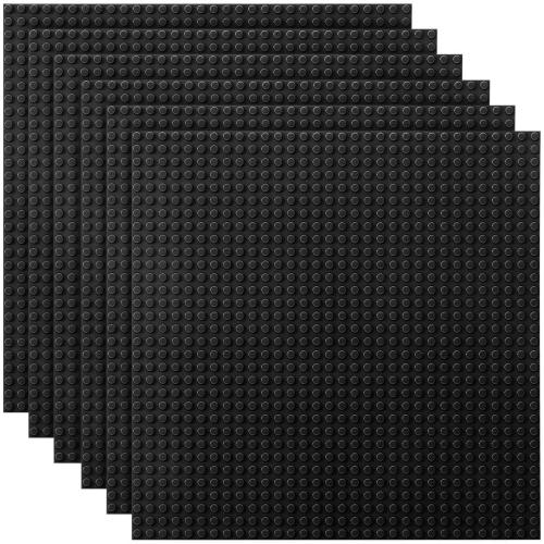 Lekebaby Classic Baseplates Building Base for Building Bricks 100% Compatible with Major Brands-Baseplate 10 x 10 Pack of 6 (Black)