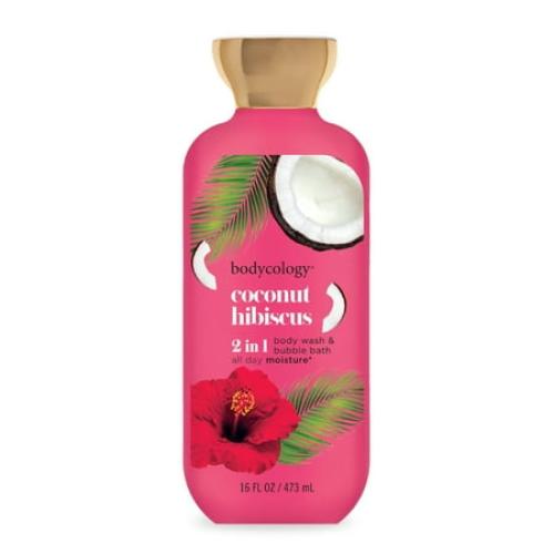 Bodycology 2-in-1 Body Wash Bubble Bath, Coconut Hibiscus, 16 fl oz