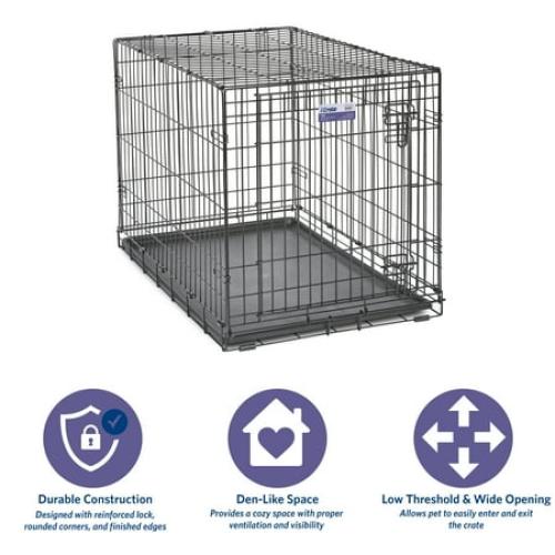 MidWest Homes for Pets Newly Enhanced Single Door iCrate Dog Crate, Includes Leak-Proof Pan, Floor Protecting Feet, Divider Panel & New Patented, 36 Inch