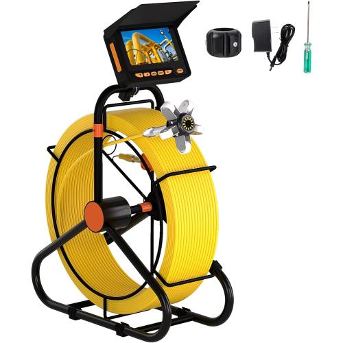 Sewer Camera 100FT,16GB Card Meter Counter,1000TVL HD JQKJCAM Drain Pipe Sewer Line Inspection Camera with 12 Light 4.3'' Screen,23MM/0.9'' Plumbing Snake Bore Scope for Pipes (30m/100 FT)