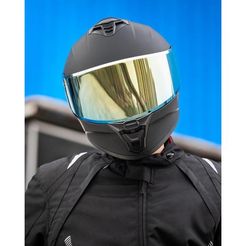 Motorcycle Helmets for Adult Men Women, Full Face Lightweight Street Bike Racing DOT Helmet with Extra Clear Visor Model AU-T801 Matte Black, Medium