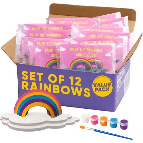 CRAFTY HAPPITOYS Rainbow Painting Set for Kids 12 Pcs - Bulk Stockings & Birthday Goodie Bag Stuffer - Kids Party Favors Toy Return Gifts - Pinata Stuffers - Classroom Treasure Box Carnival Prizes