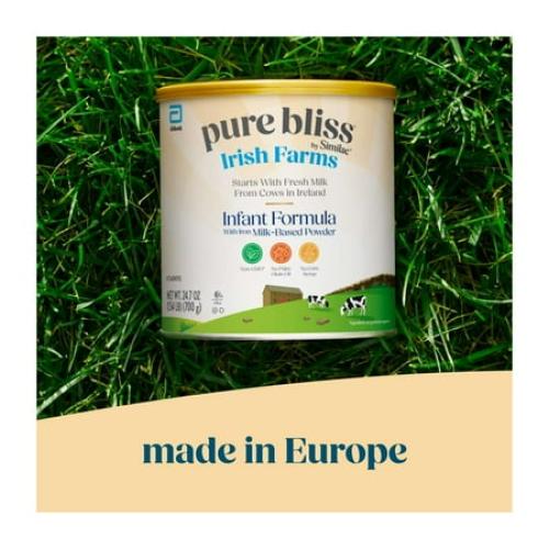 Pure Bliss by Similac Irish Farms Powder Baby Formula, Easy to Digest, 24.7-oz Can, Pack of 4