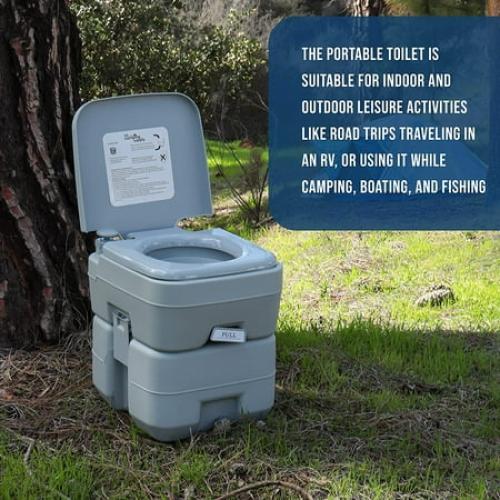 U.S. Camping Supply Portable Toilet with Carry Bag, 5.3 Gallon Waste Tank - Compact Indoor Outdoor Dual Outlet Commode - Travel, Camping, RV, Boating, Fishing - Traveling Bathroom, Water Flush Pump