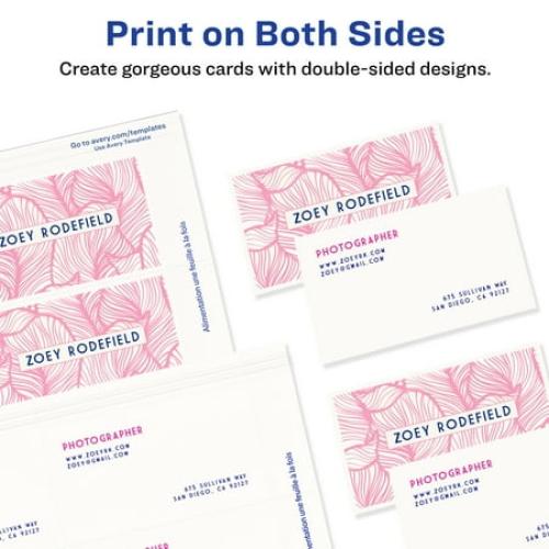 Avery Business Cards, Clean Edge, Matte White, 2 x 3.5, Paper, Inkjet, Pack of 90 Cards